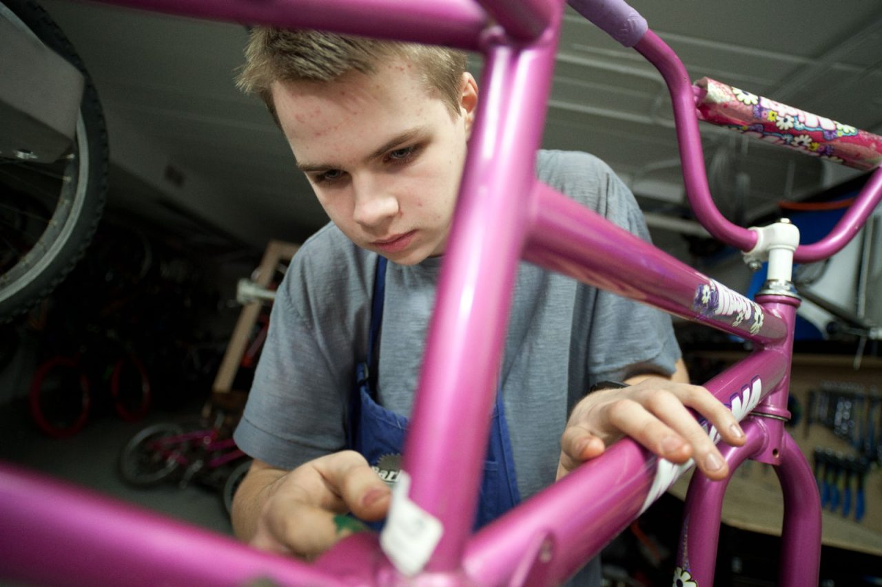 Venture North Bike and Coffee provides youth employment opportunities and bike sales/repair services in economically disadvantaged North Minneapolis. Minneapolis is one of six winners of the inaugural RWJF Roadmaps to Health Prize.