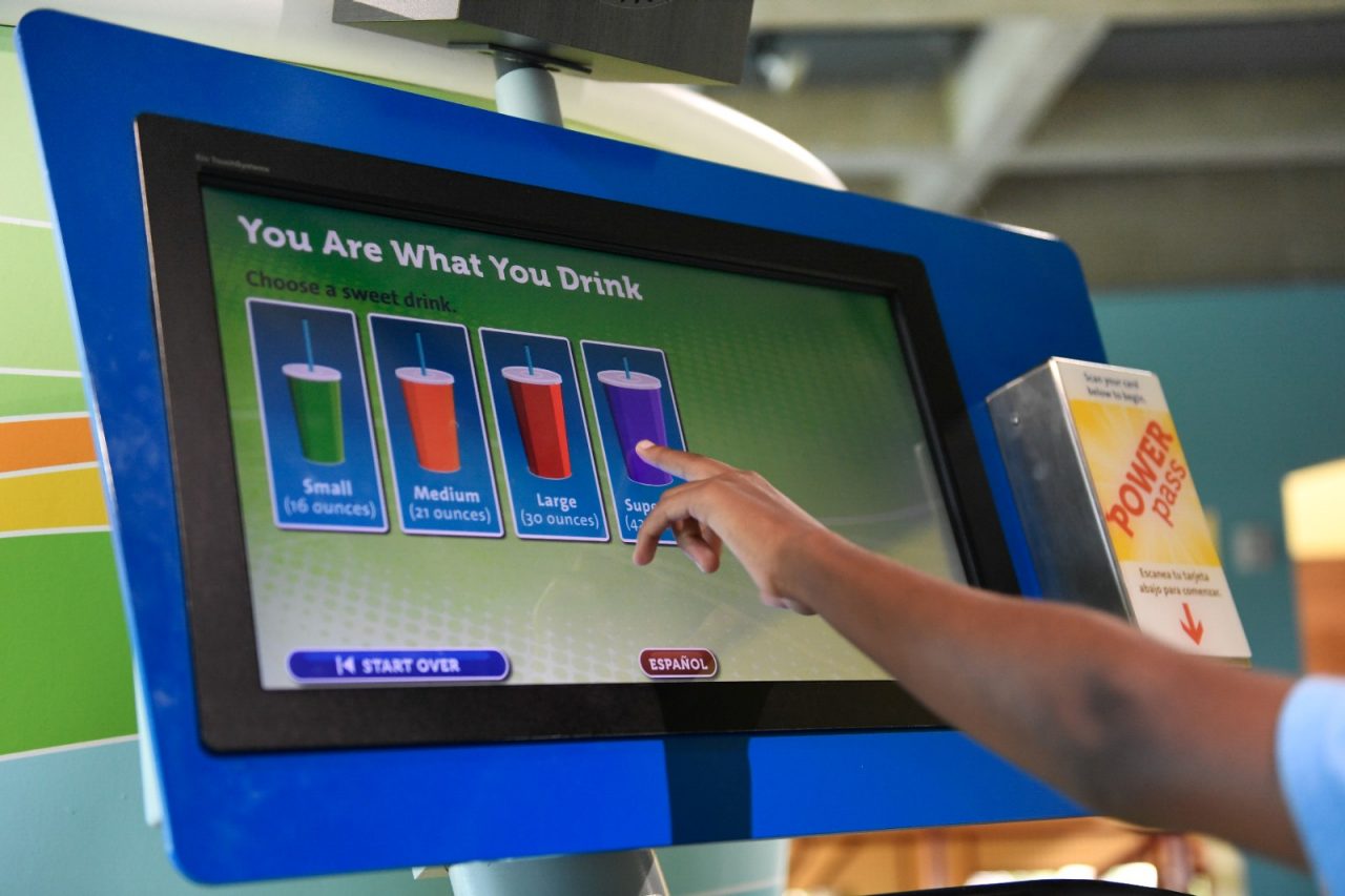 The interactive H-E-B exhibit at the Witte Museum, which collects anonymous data on visitors' health habits.