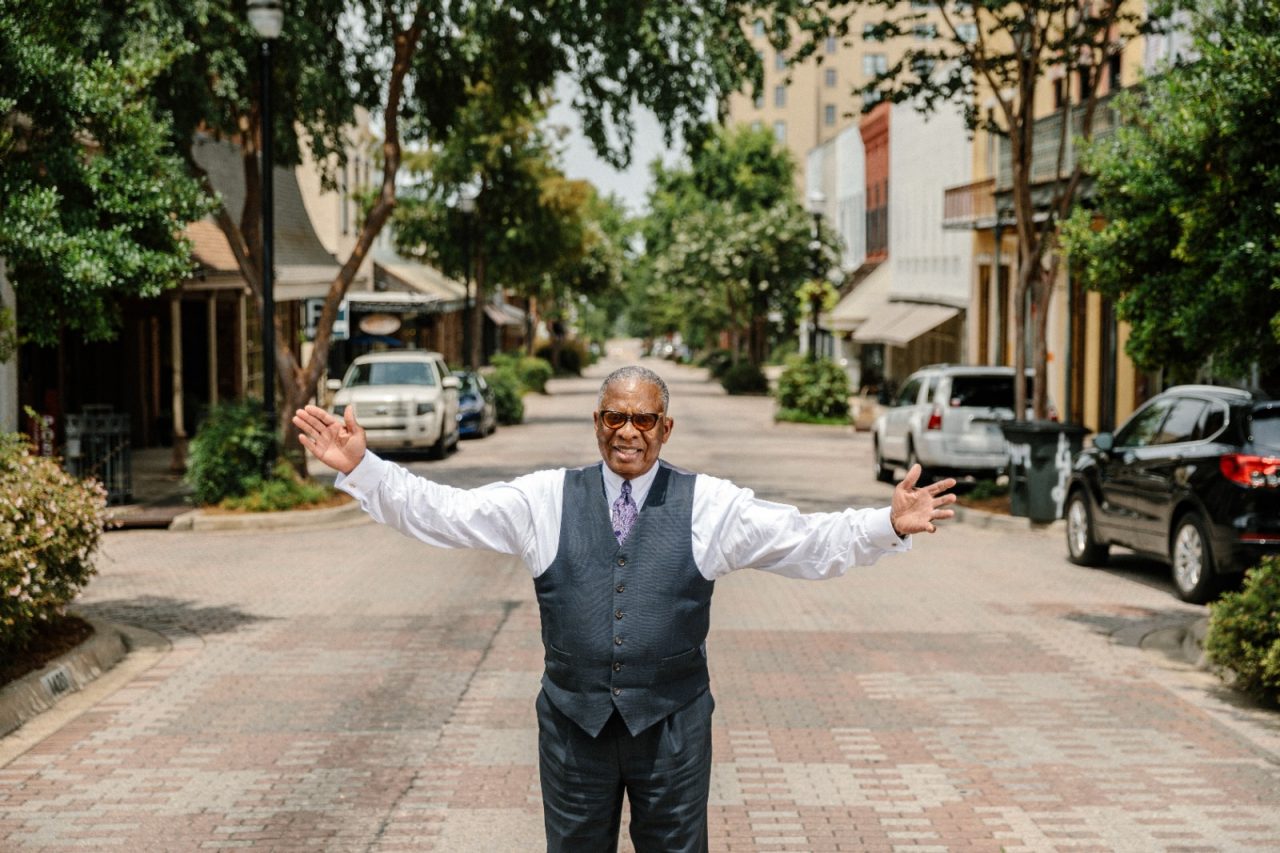 Vicksburg, MS - August 6, 2017 - Mayor George Flaggs stands on Washington Street, the epicenter of hist town's Main Street revitalization efforts.