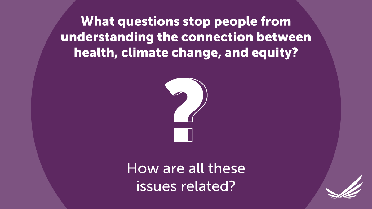 How are health, limate change, and equity issues related?