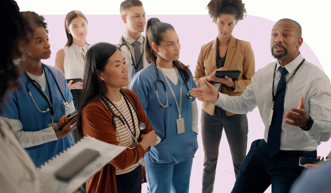 A group of diverse coworkers meeting.